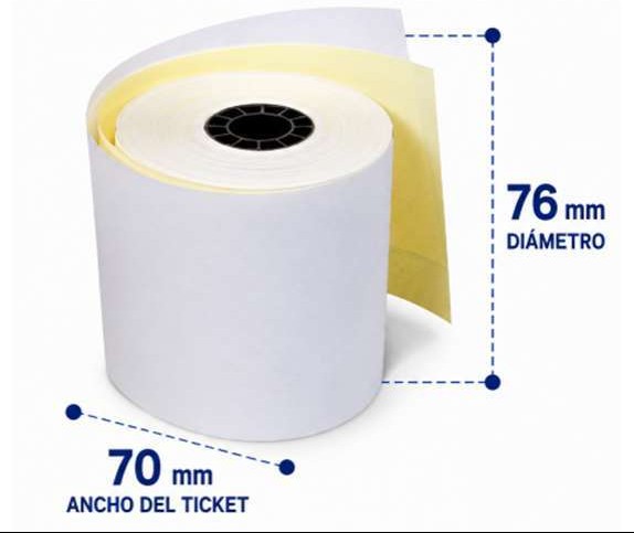 Rollo Autocopia 76x70 mm - Blanco, Rosa y Amarillo